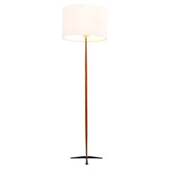 Danish Modern Teak Floor Lamp with Tripod Iron Base