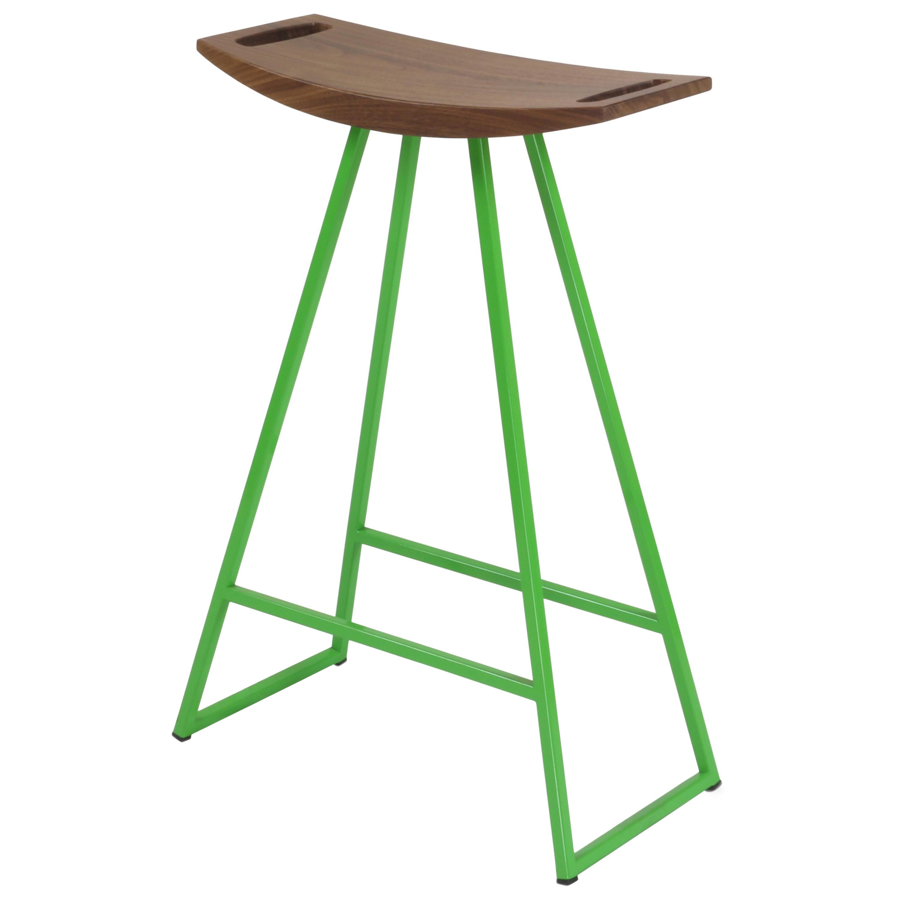 Roberts Counter Stool Walnut Green For Sale