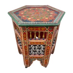 Hexagon Hand Painted Moroccan Side Table