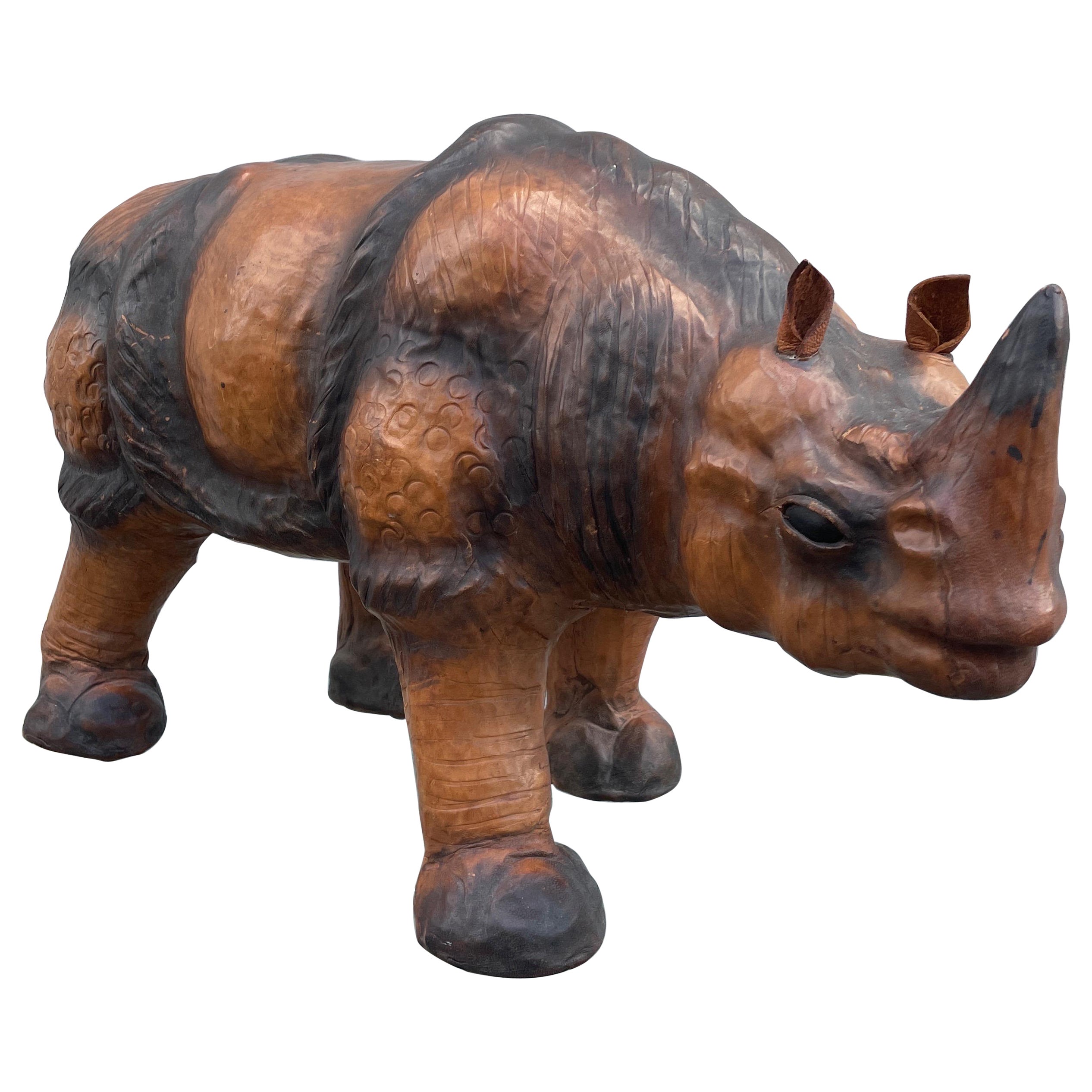 Fußhocker aus Leder Rhinoceros im Angebot