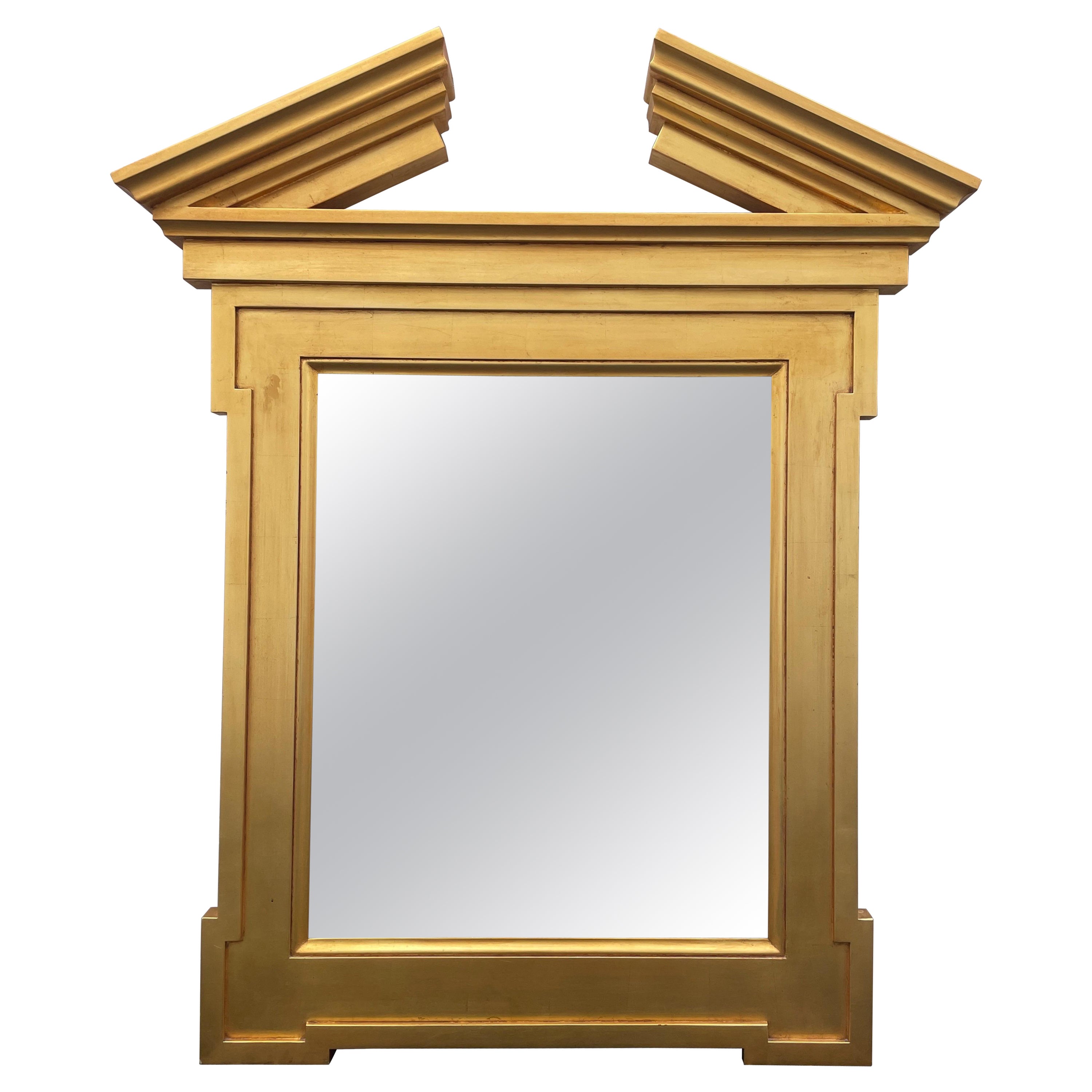 Gilded Broken Pediment Mirror by Donghia For Sale