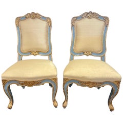 Pair of 18th Century Italian Carved and Parcel Gilt Side Chairs