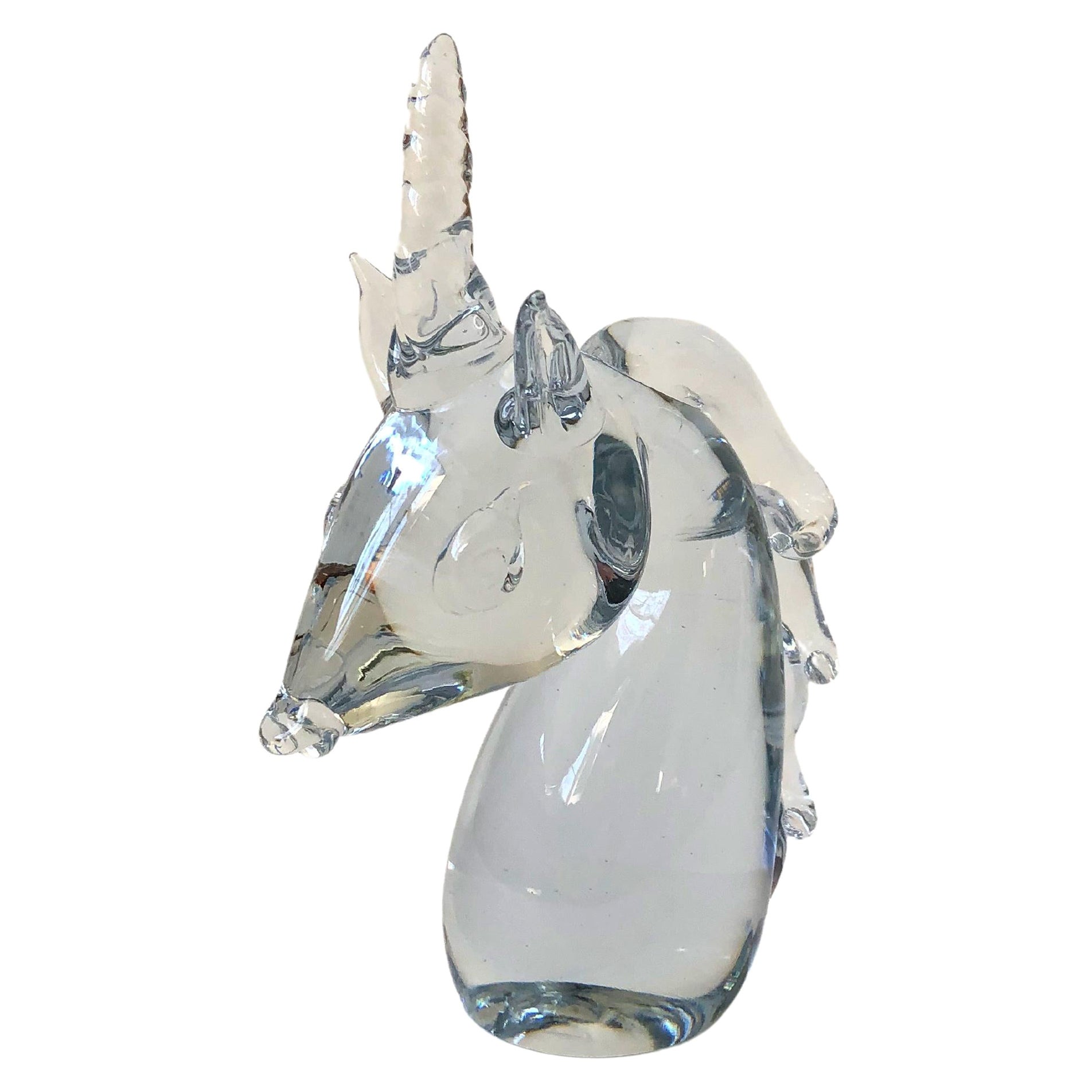Vintage Art Glass Unicorn Head