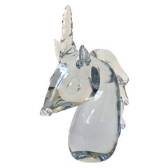 Vintage Art Glass Unicorn Head
