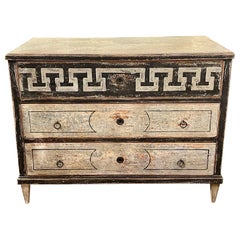 19th Century Italian Painted Neo Classical Commode with Greek Key Design