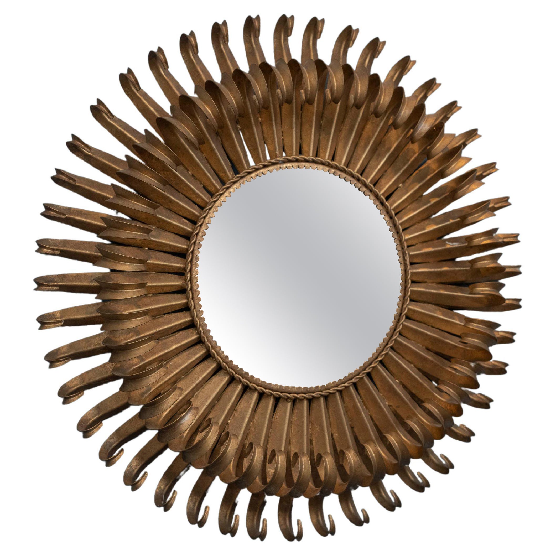 Gilt Metal Eyelash Wall Mirror For Sale