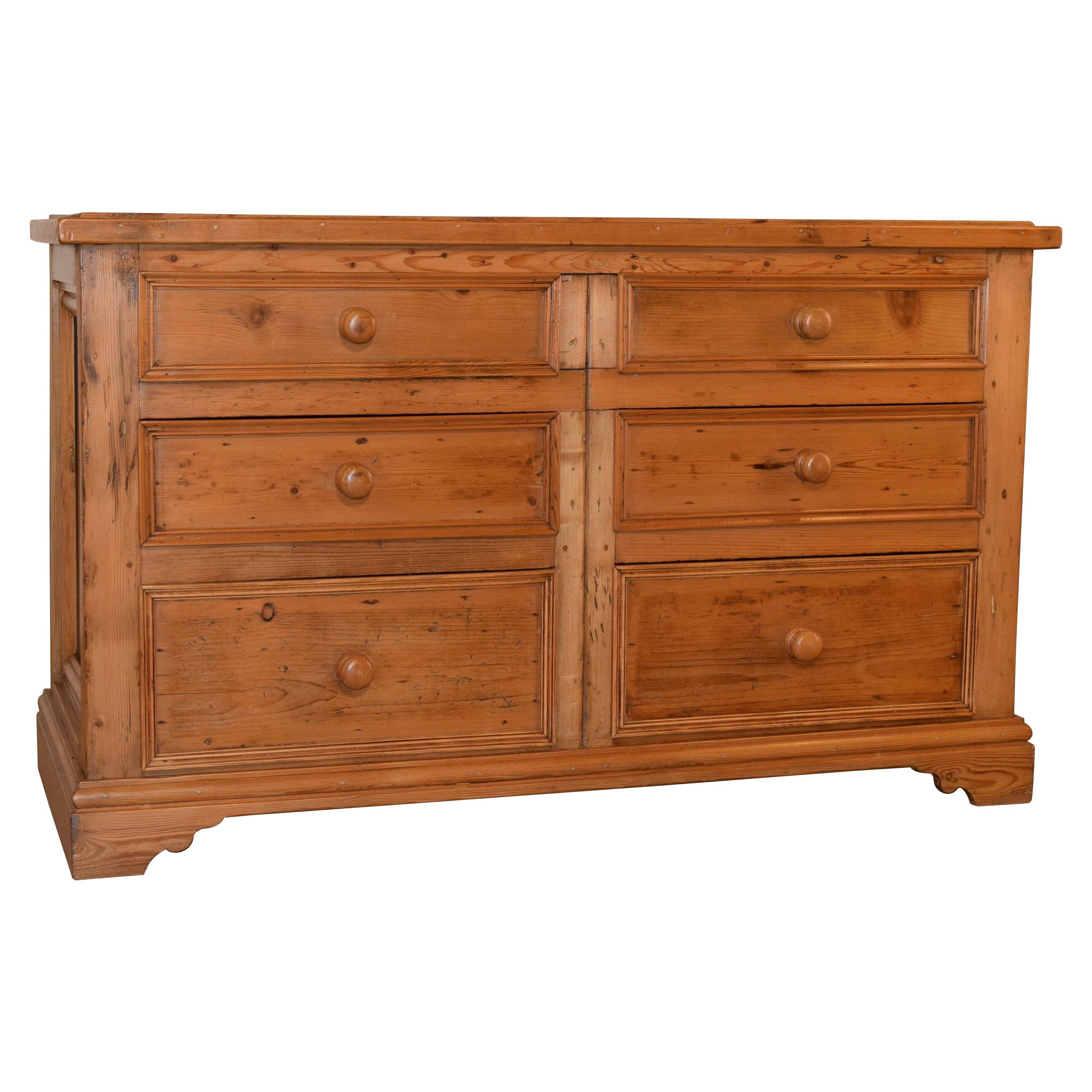 19th Century English Wide Pine Chest of Drawers For Sale