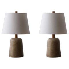 Jane & Gordon Martz, Table Lamps, Grey Ceramic, Walnut, Marshal Studios, 1960s