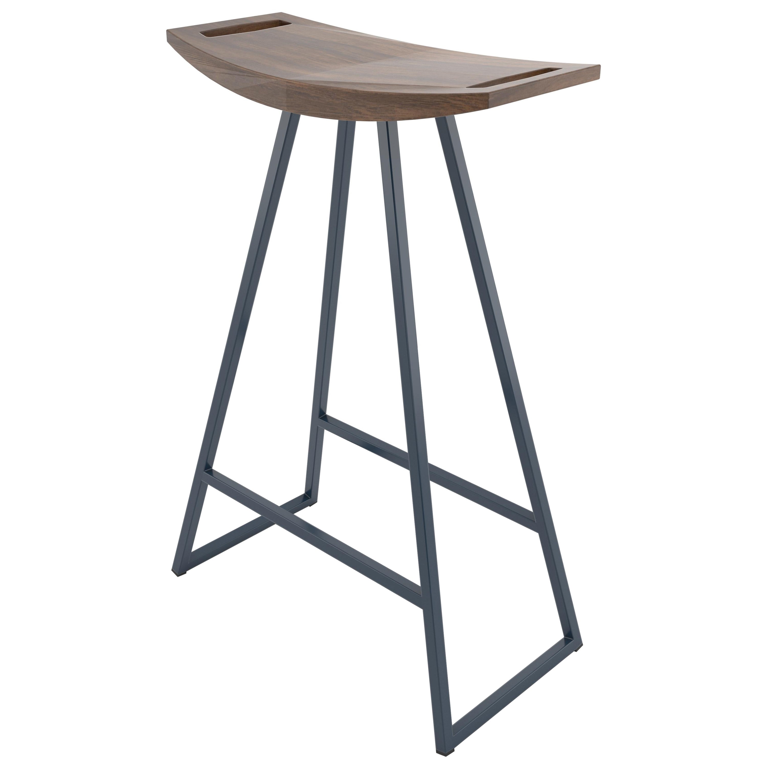 Roberts Counter Stool Walnut Navy For Sale