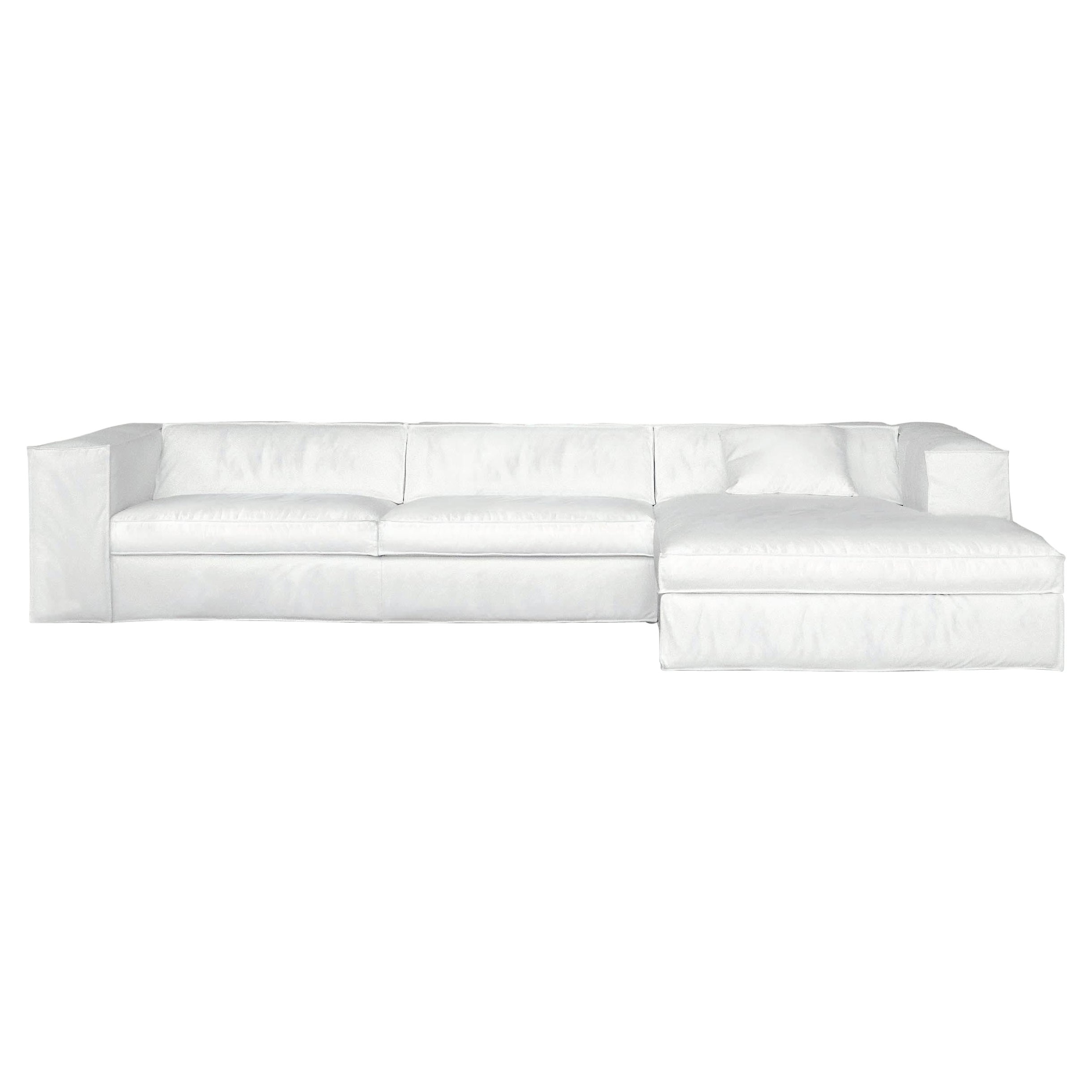 Canapé modulaire Up de taille moyenne en tissu blanc Lusso de Giuseppe Vigan