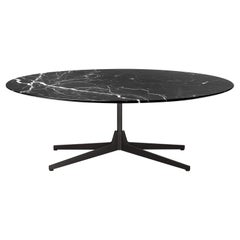 Hexa Oval Coffee Table in Noir Antique Marble Top & Matt Black Base, Enzo Berti