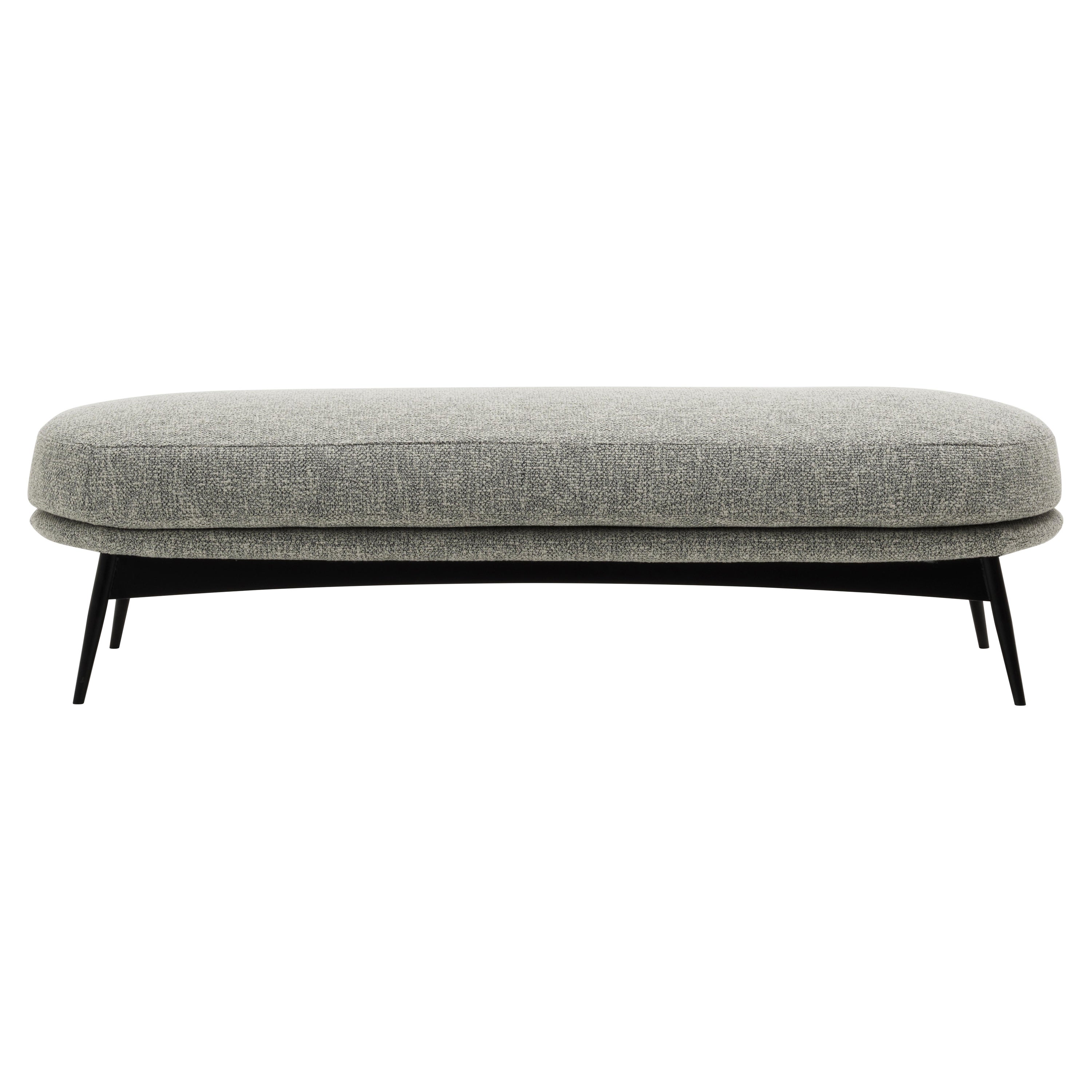 Oltremare Bench in Seventy Grey Upholstery & Matt Black Legs by Antonio Marras