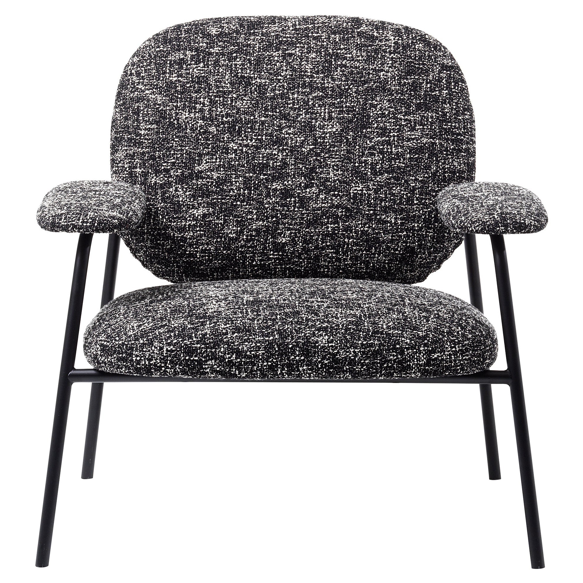 Fauteuil Philo en tissu noir/blanc soufflé et pieds noirs mats de Marco Zito en vente