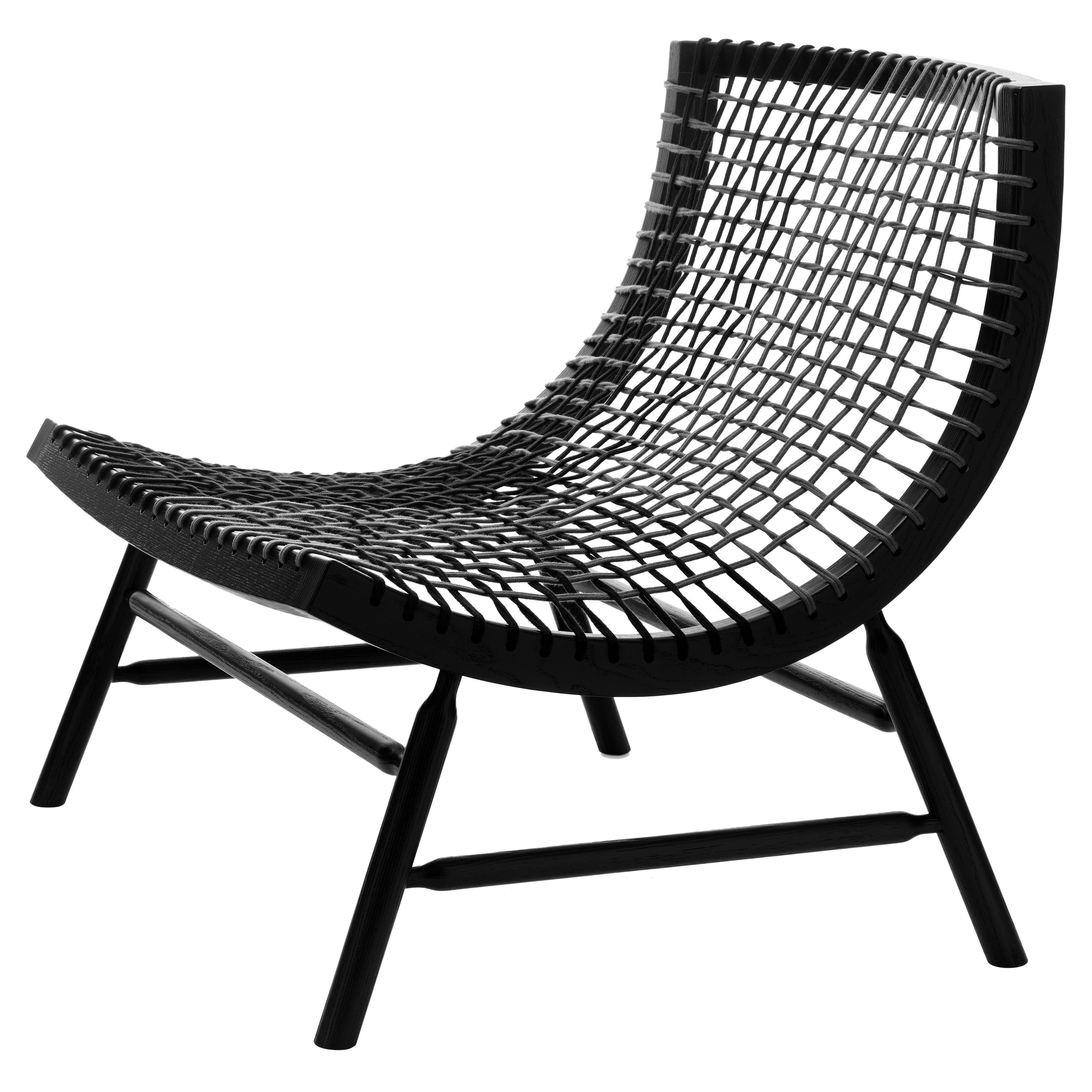 Sitar-Stuhl mit mattschwarzem Gestell und grauem und schwarzem Sitz von Enzo Berti