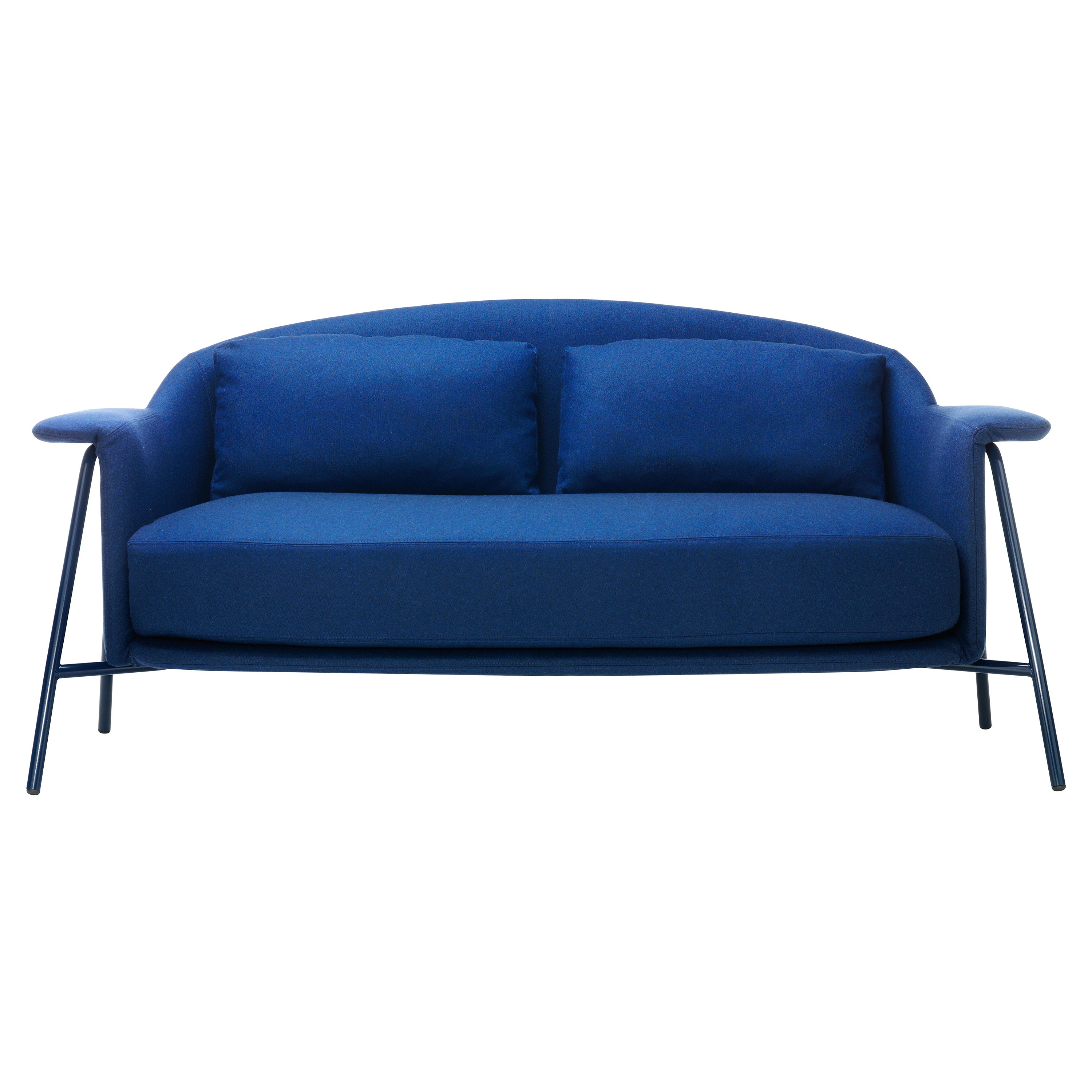 Kepi Sofa in Blue Saint Moritz Upholstery with Cobalt Blue Metal by Emilio Nanni For Sale