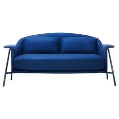 Kepi-Sofa mit blauer Saint-Moritz-Polsterung und kobaltblauem Metall von Emilio Nanni