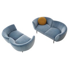 Rendez-Vous Sofa mit Extra-A1-Polsterung aus schwarzem Metall, Sergio Bicego