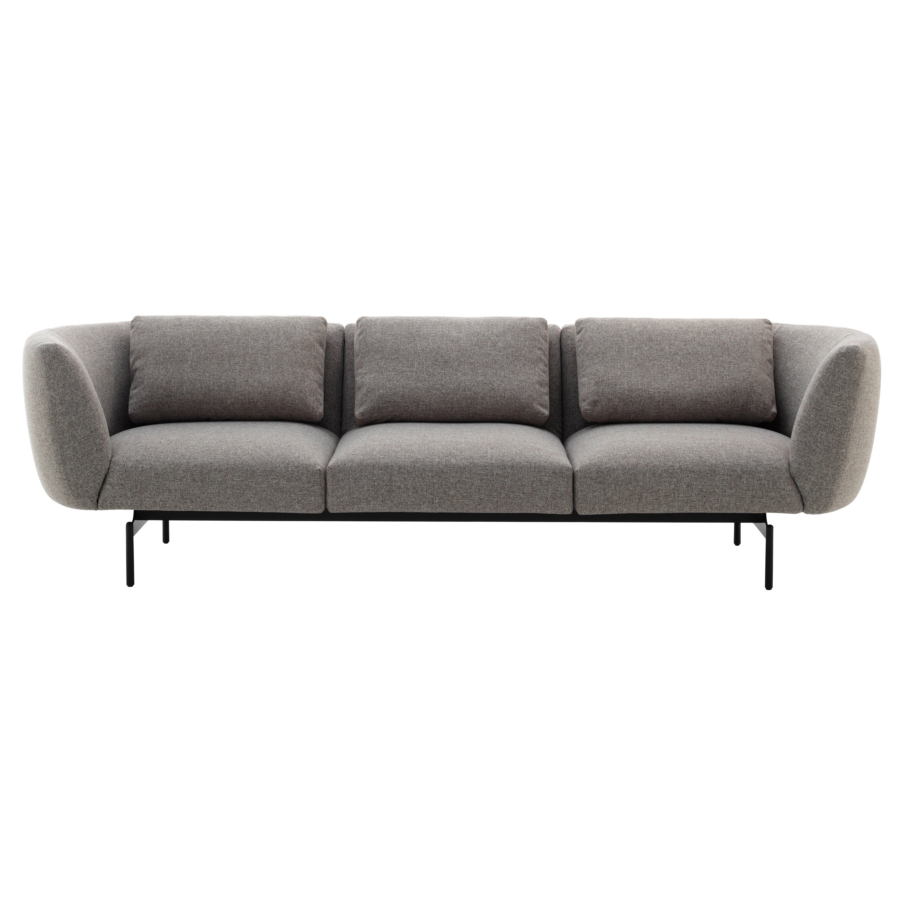 Rendez-Vous-Sofa mit brauner Polsterung und schwarzem Metallgestell von Sergio Bicego