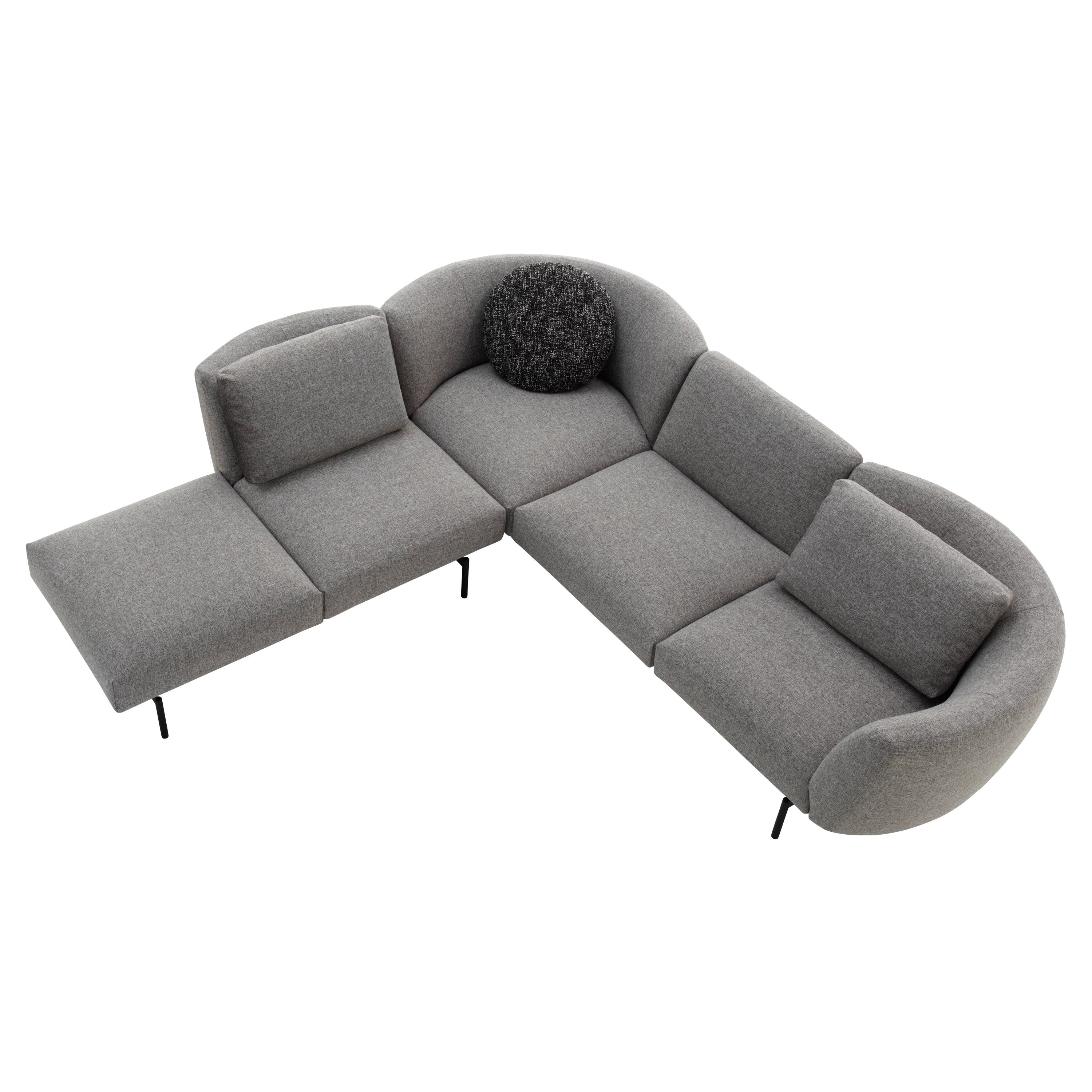 Rendez-Vous Sectional Sofas in Brown Upholstery with Black Metal, Sergio Bicego