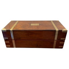 Antique Victorian Quality Burr Walnut Brass Bound Writing Box