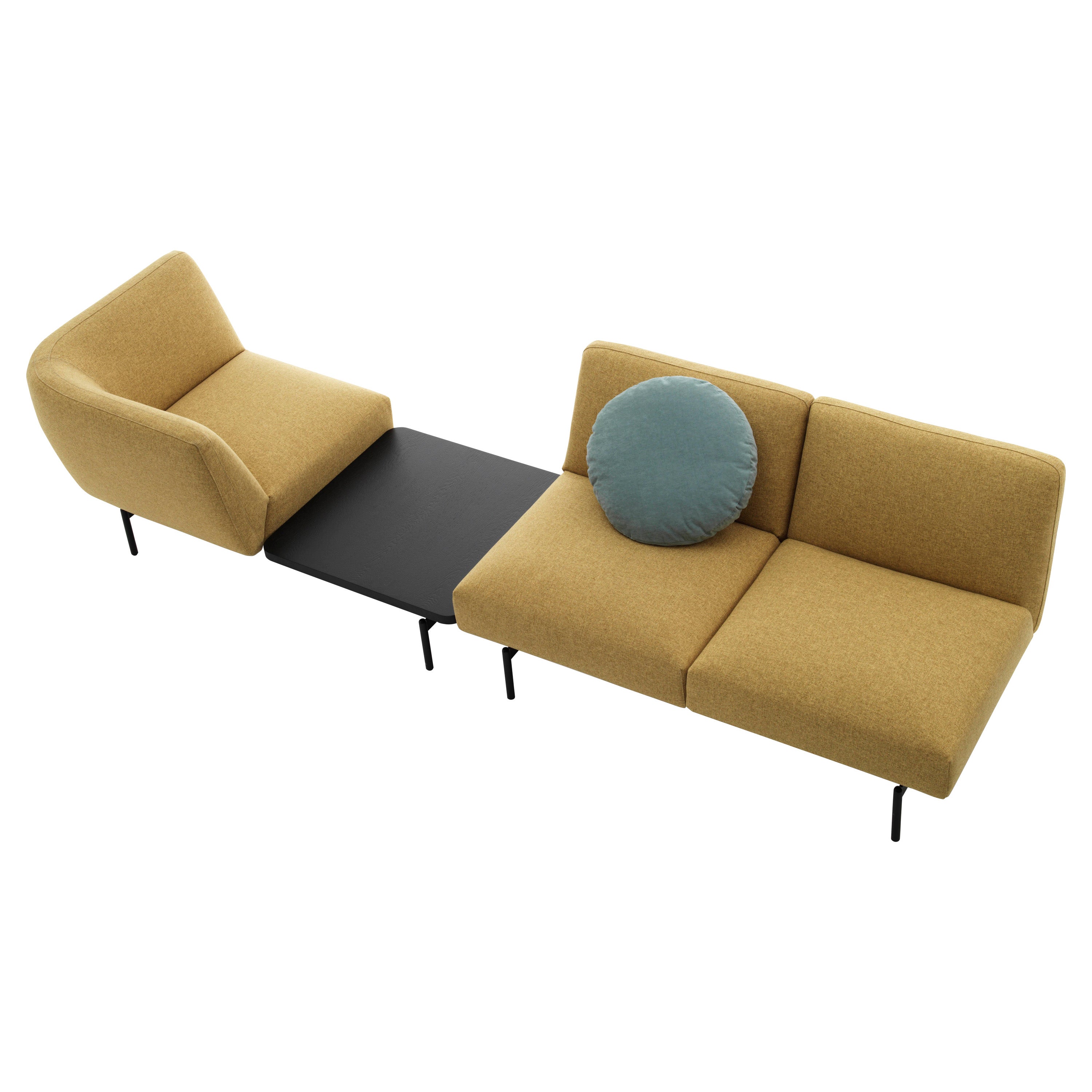 Rendez-Vous Sectional Sofa in Yellow Upholstery and Black Metal by Sergio Bicego For Sale
