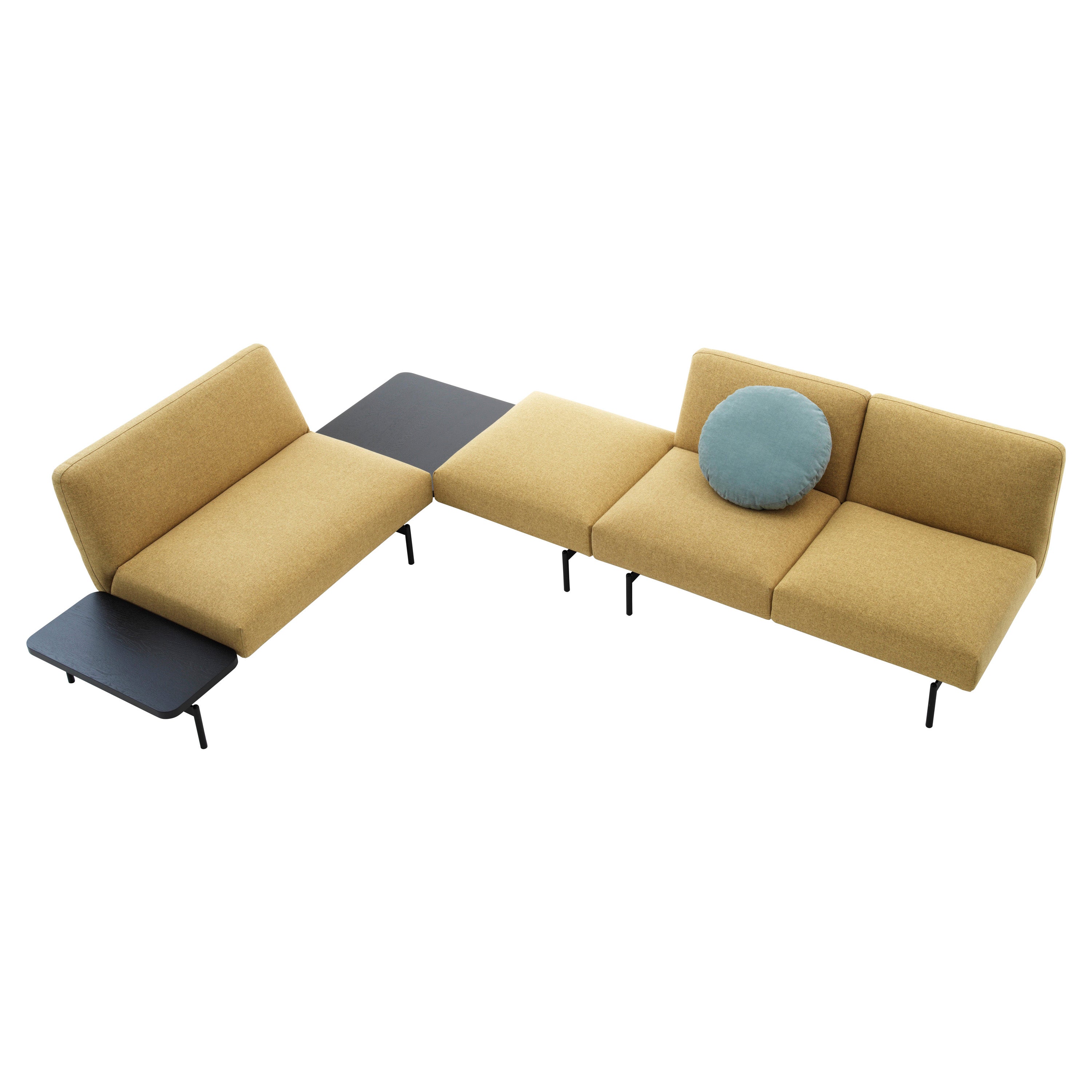 Rendez-Vous Sectional Sofa in A11 Upholstery and Black Metal by Sergio Bicego For Sale