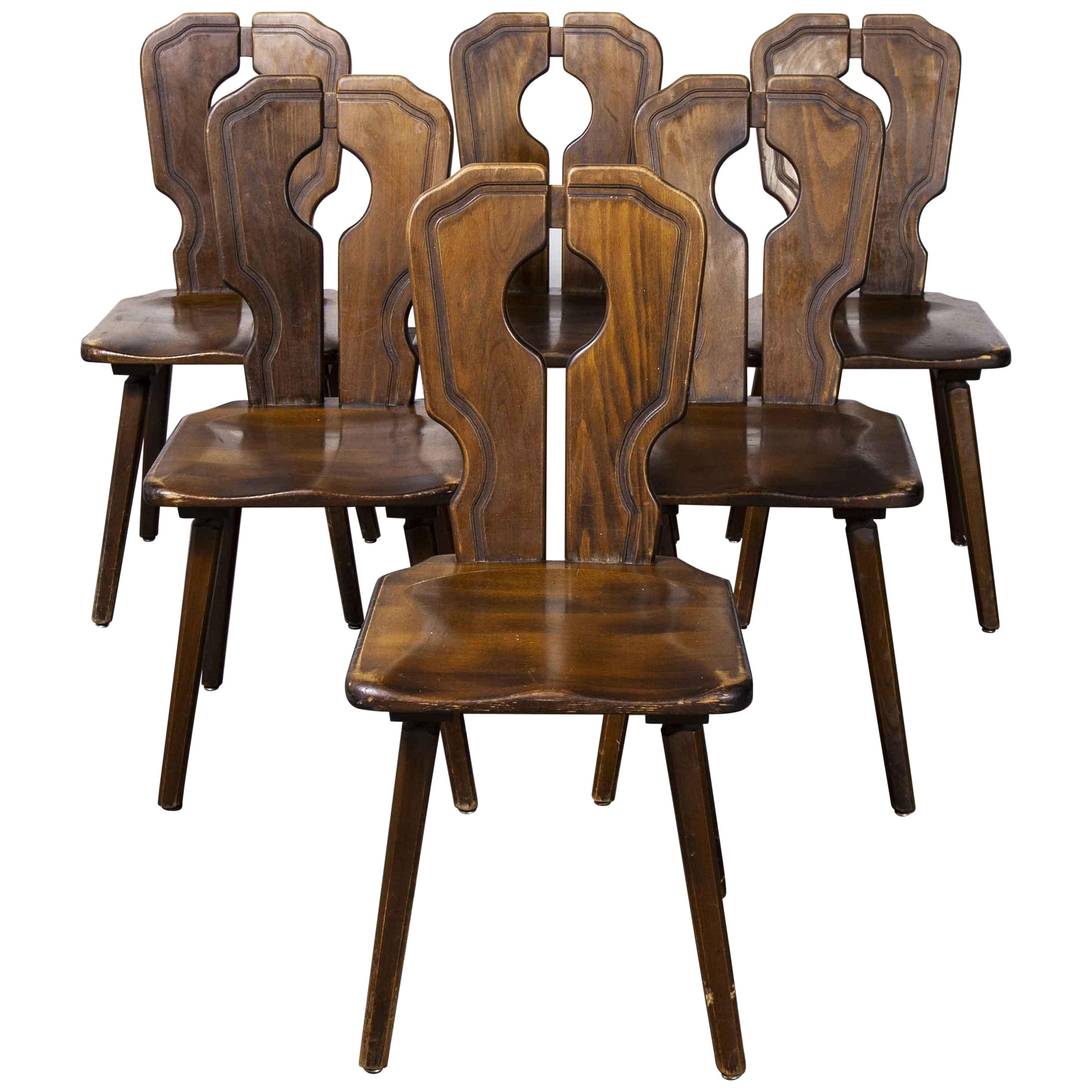 1950's Alsace Regional Open Back Dining Chair, Set of Six