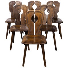 Used 1950's Alsace Regional Open Back Dining Chair, Set of Six