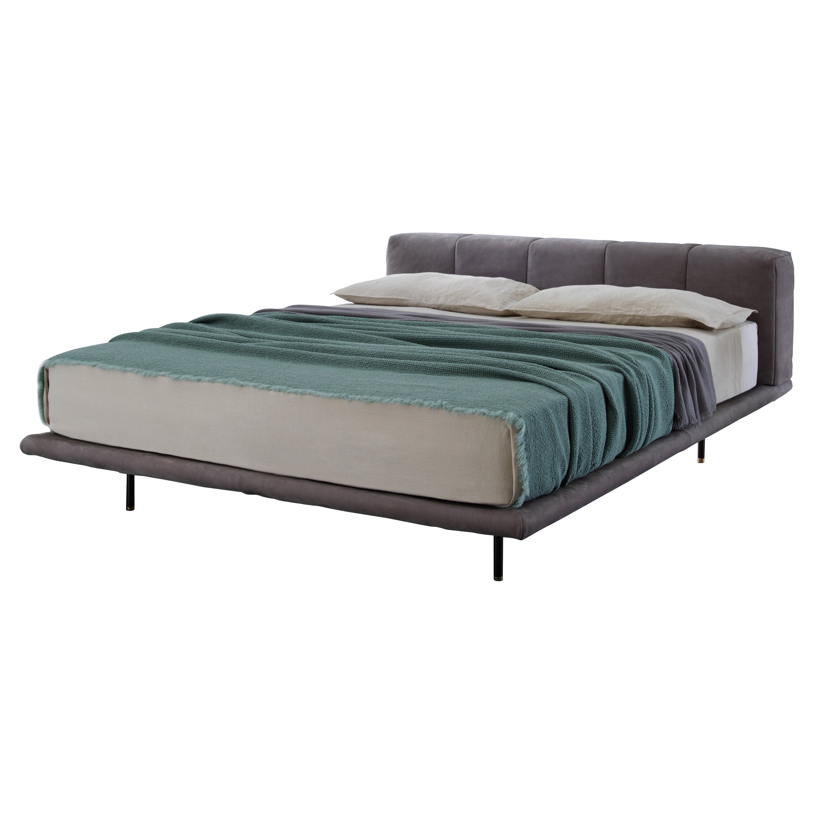 Pixel Air Queen Size Bed in Velvet Upholstery with Base by Sergio Bicego For Sale