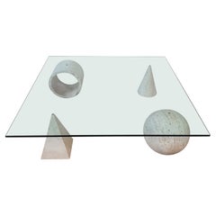 Italian Geometric Travertine Coffee Table from the 1970s