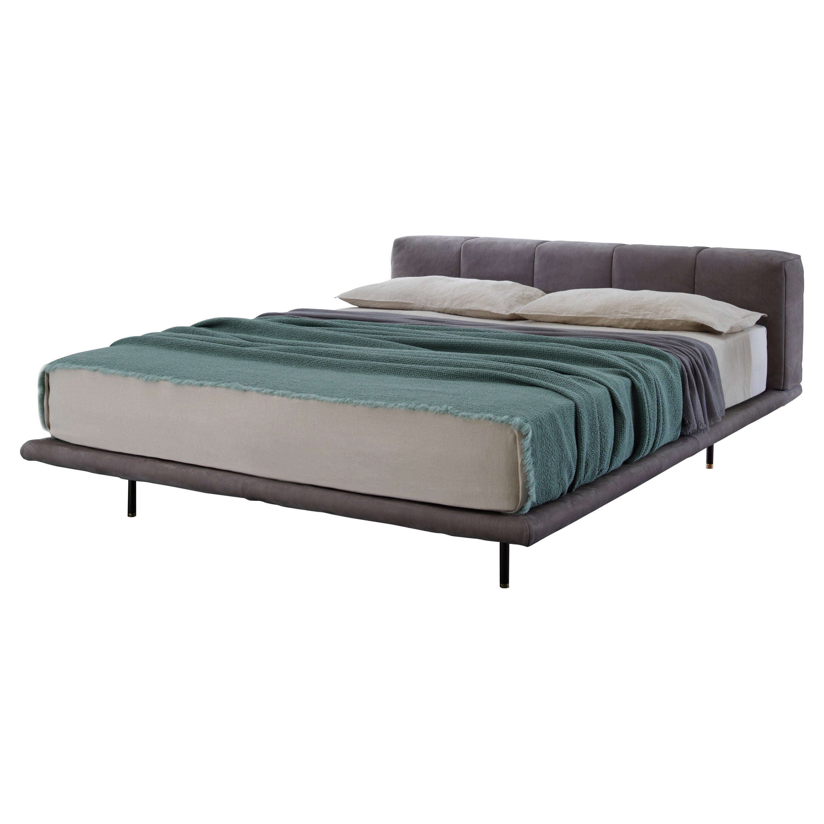 Pixel Air Large Bed in Velvet Upholstery with Base by Sergio Bicego For Sale