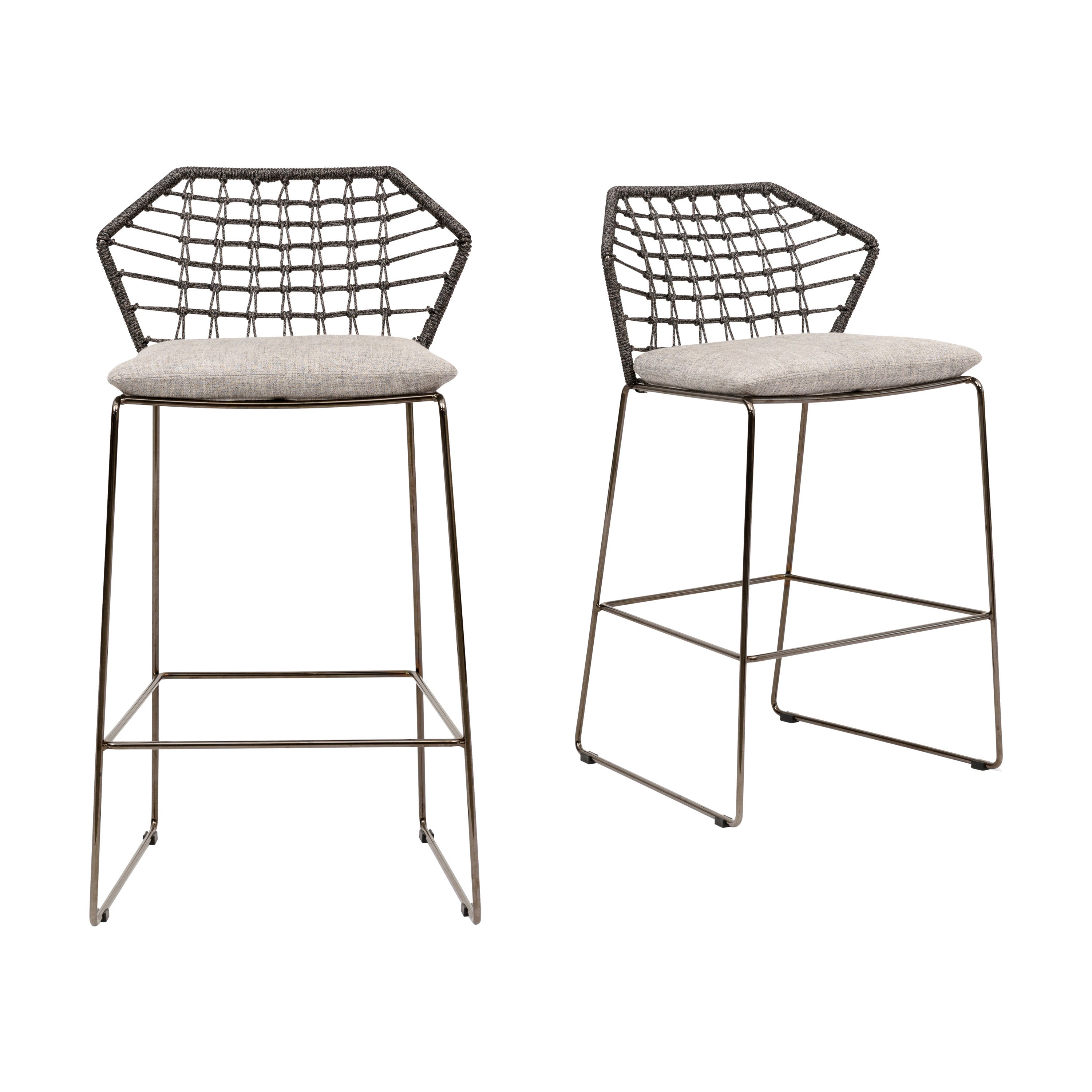 New York Soleil High Stool with Grey Rope Frame & Black Legs by Sergio Bicego