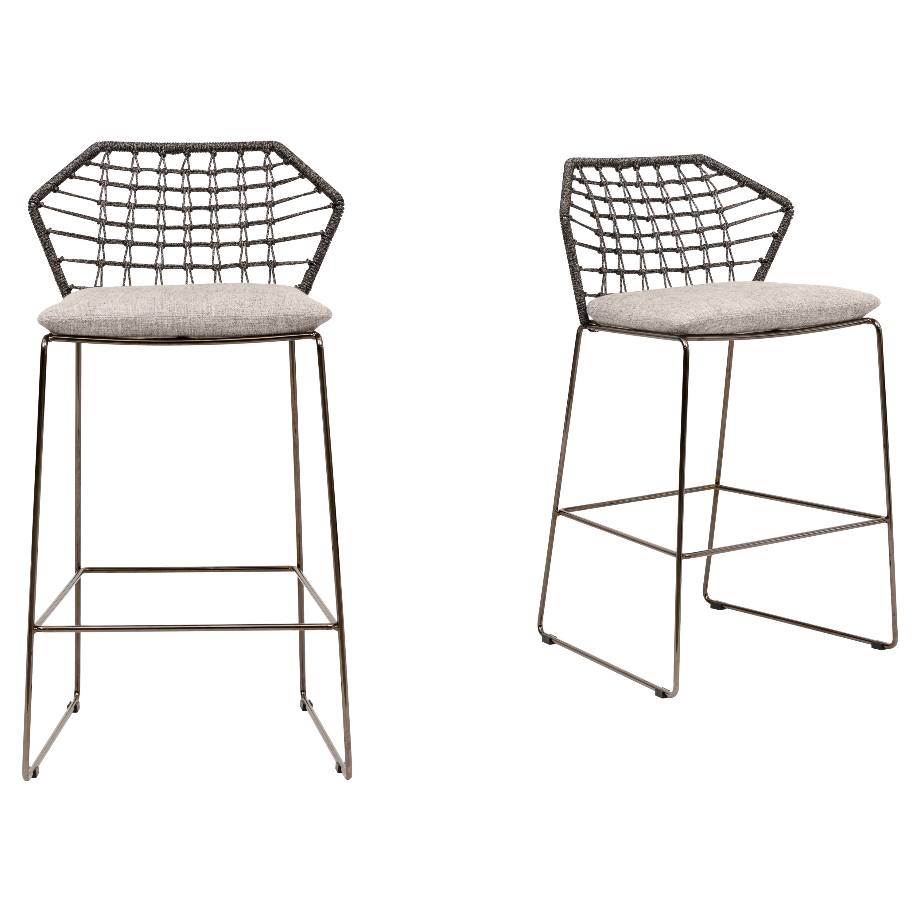 New York Soleil Low Stool with Grey Rope Frame & Black Legs by Sergio Bicego