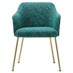 Isabelle Chair in Seventy Green Upholstery with Satin Brass Legs by Saba