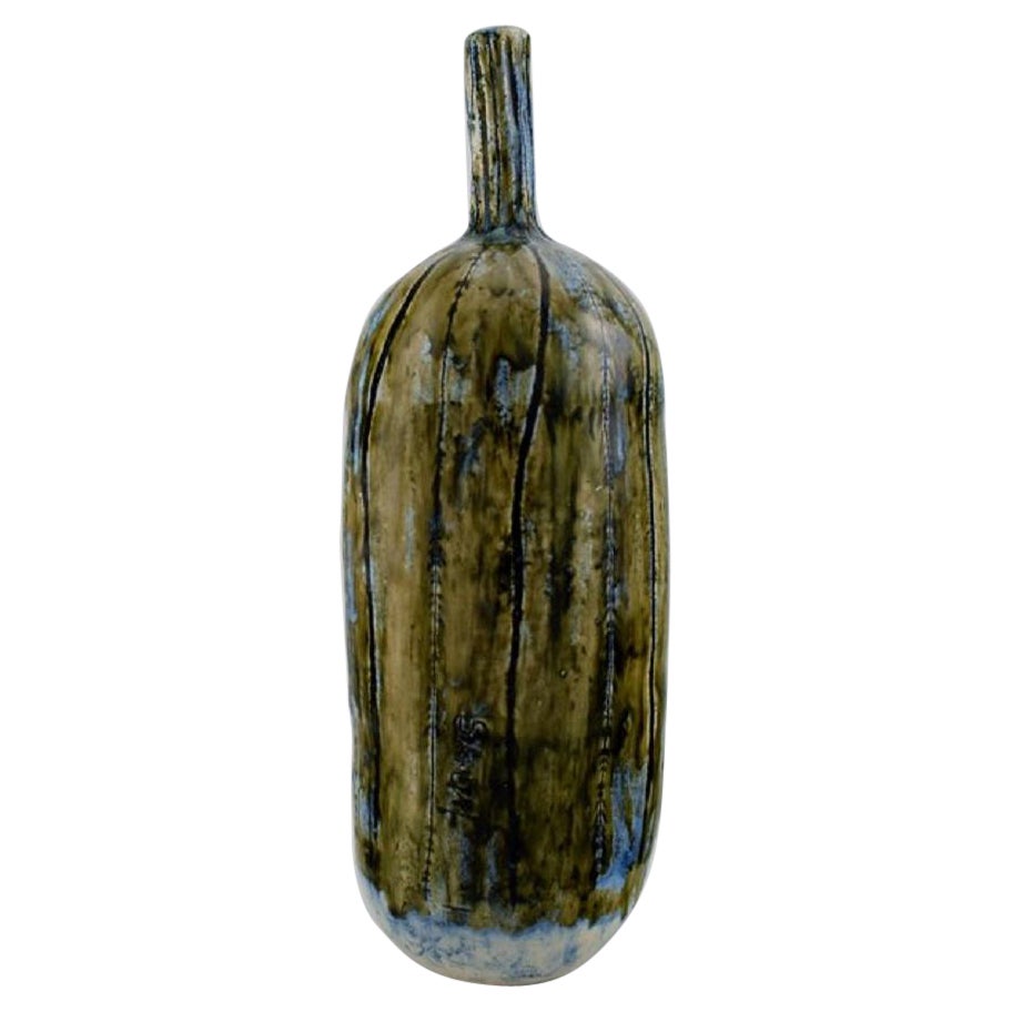 Dorte Sandal, Denmark, Large Unique Vase in Glazed Stoneware For Sale