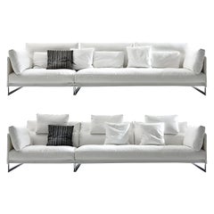 Livingston Small Sofa in Kami White Upholstery with Chrome by Giuseppe Viganò