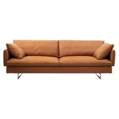 Voyage Sofa in Natural Leather Upholstery & Black Nickel Frame by Sergio Bicego