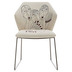 New York Chair 2 by Marras in Beige Upholstery & Nickel Legs by Sergio Bicego