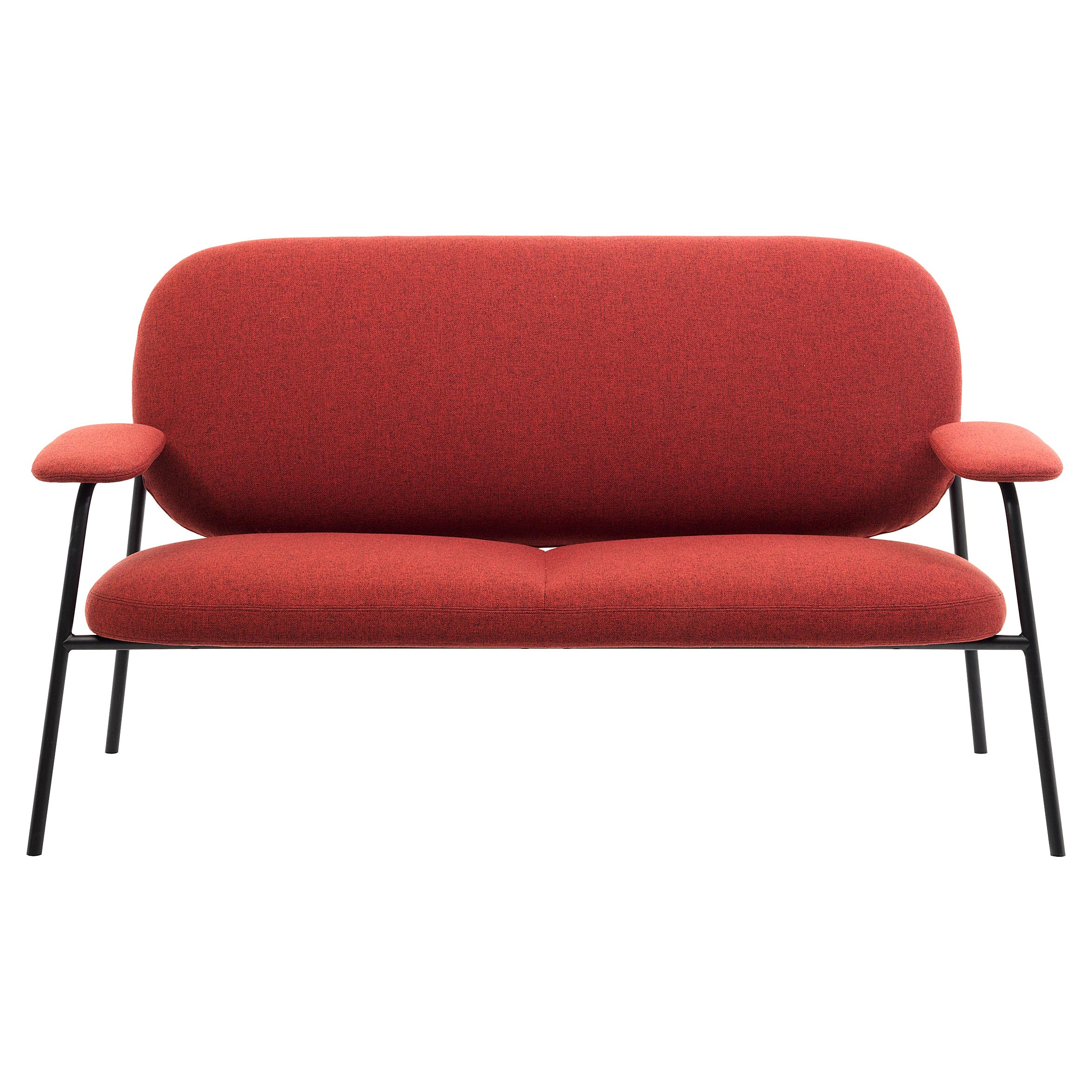 Canapé Philo Two Seater rouge avec tapisserie supplémentaire rouge et cadre noir mat de Marco Zito