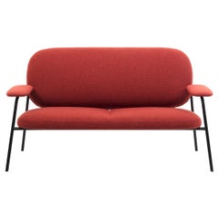 Philo Two Seater Sofa in Red Extra Upholstery and Matt Black Frame by Marco Zito