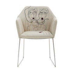 New York Chair 4 by Marras in Beige Upholstery & Chrome Legs by Sergio Bicego