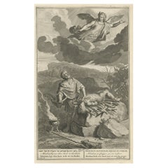 Religious Print of Abraham, Lay Not Thine Hand on the Child, '1728'