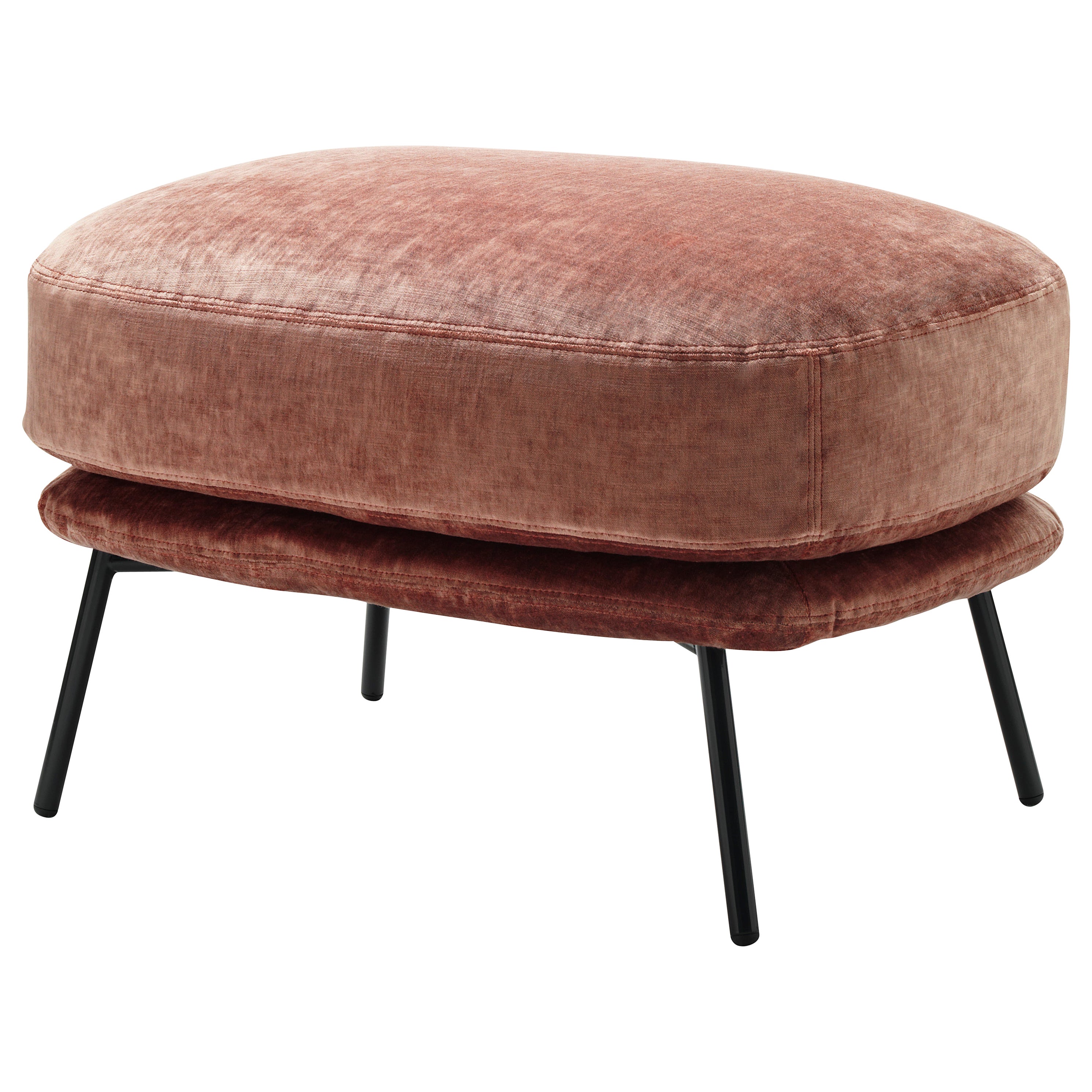 Kepi Pouf in Sweet Velvet Brown Upholstery with Grey Metal Feet by Emilio Nanni For Sale