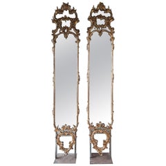 Pair of Large and Richly Ornamented Antique French Gilt Pier Mirrors