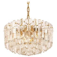 Retro 1 of 2 Gilt Brass, Murano Glass Chandelier Palazzo, Kalmar, Austria, 1970s