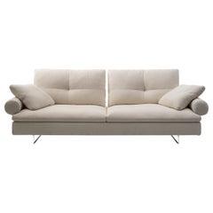 Limes New 80 Small Sofa in Beige Upholstery with Roll Armrest by Sergio Bicego