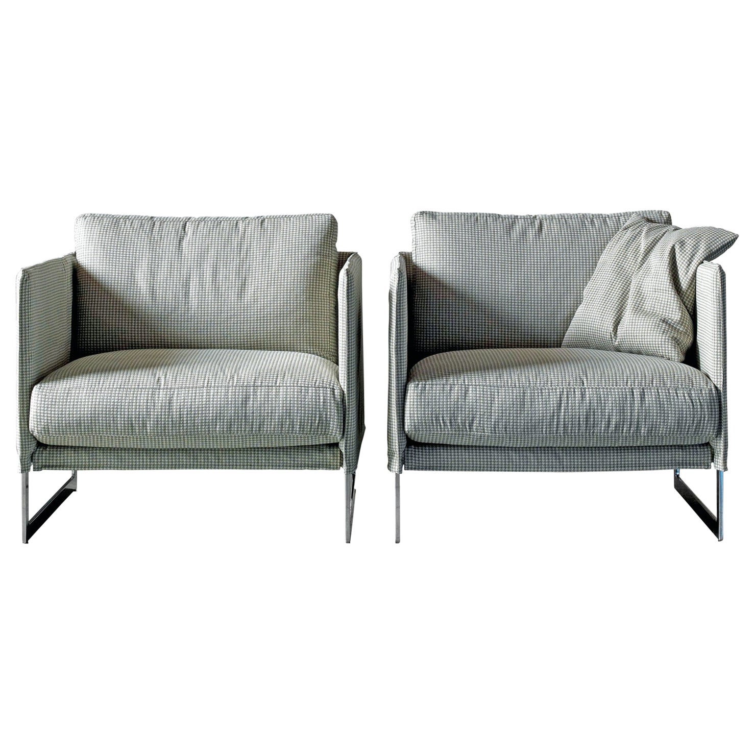 Livingston Armchair in Special Beige Upholstery & Chrome Legs by Giuseppe Viganò For Sale