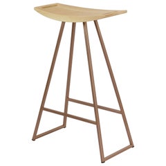 Tabouret de comptoir Roberts en érable et cuivre rose