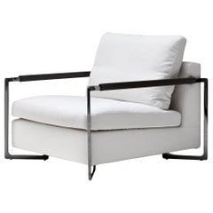 No Logo Light Armchair Lusso White Upholstery & Nickel Frame by Sergio Bicego