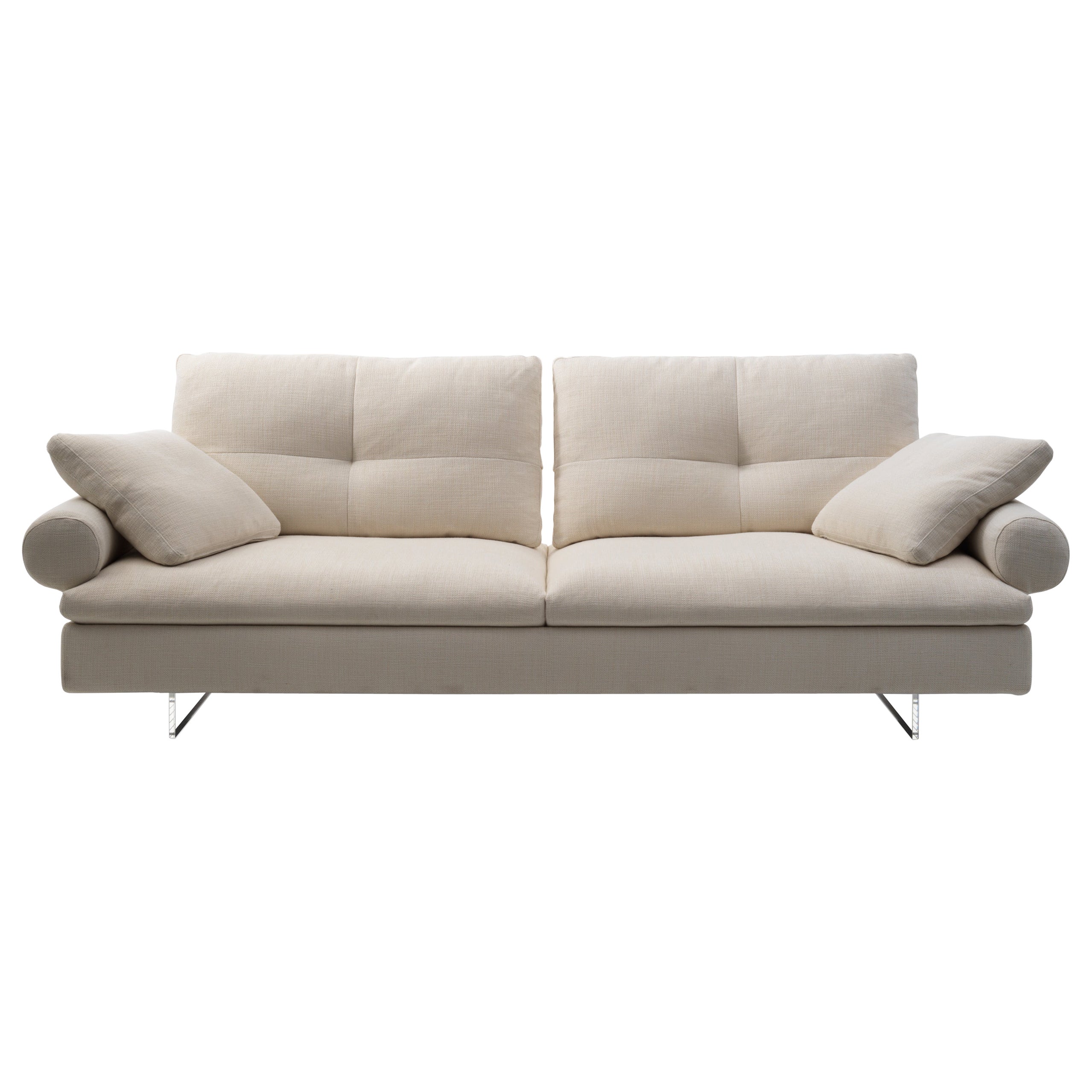 Limes New 80, großes Sofa mit beigefarbener Polsterung und Roll-Armlehne von Sergio Bicego, neu
